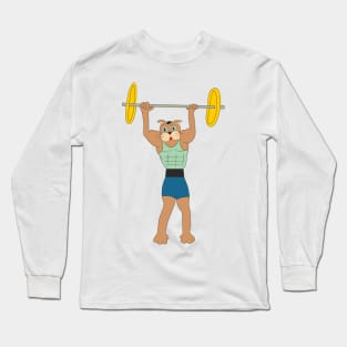 funny strong man cat Long Sleeve T-Shirt